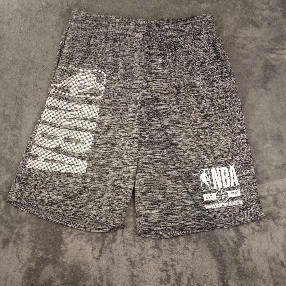 NBA Men's Gray Heather Athletic Shorts with White Logos Size XL